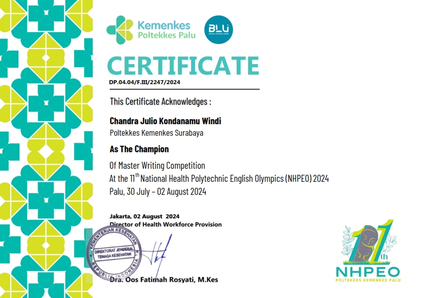 Juara 1 Lomba Writing Master Break (NHPEO 2024)